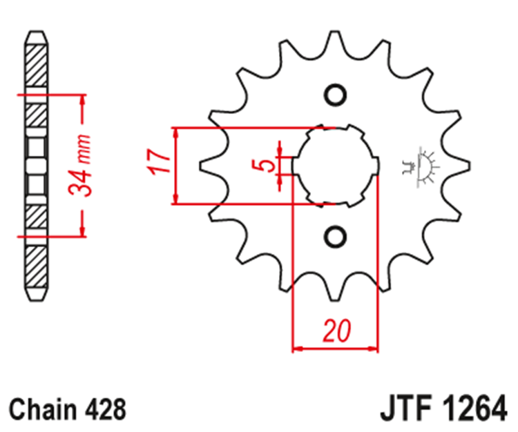 PION JT 1264 SUN 22215 15 dientes